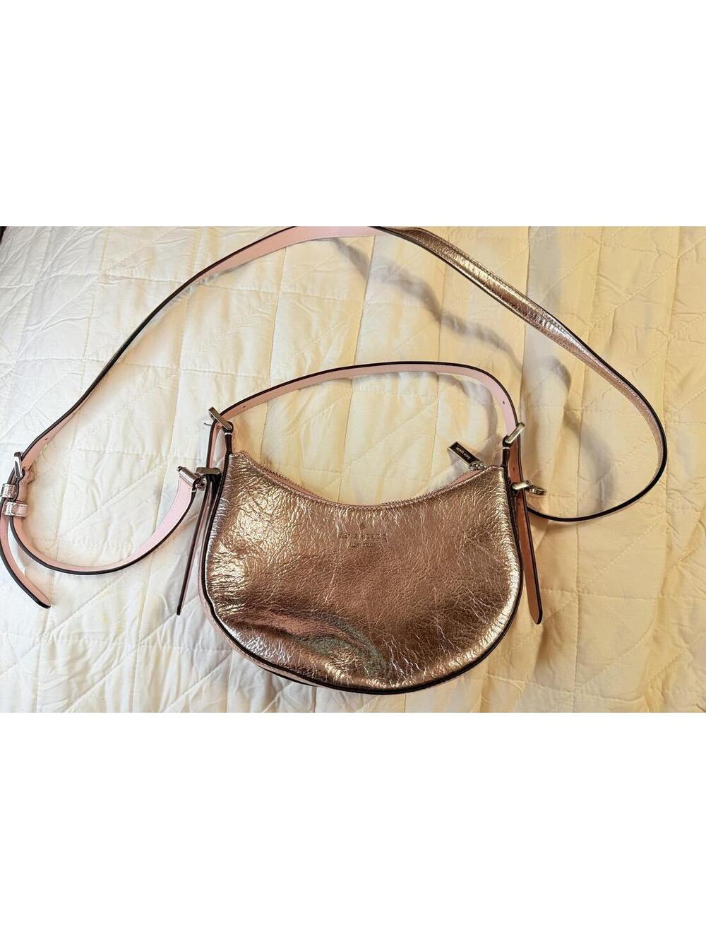 Kate Spade Rose Gold Metallic Leather Crossbody Bag Blush Pink Convertible Purse